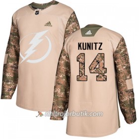 Män Ishockey Tampa Bay Lightning Tröja Chris Kunitz 14 Adidas 2017-2018 Camo Veterans Day Practice Authentic